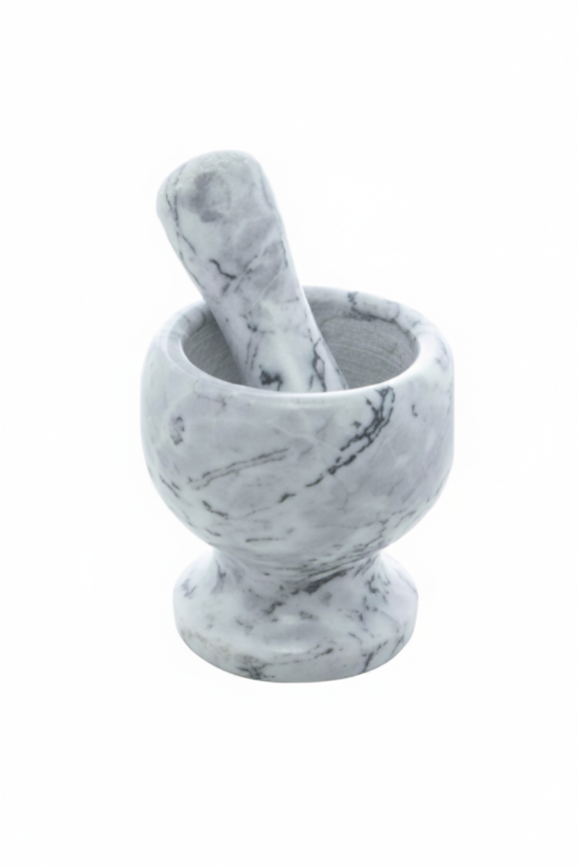 Pilão de Mármore com Socador Cinza 11cm x 11cm