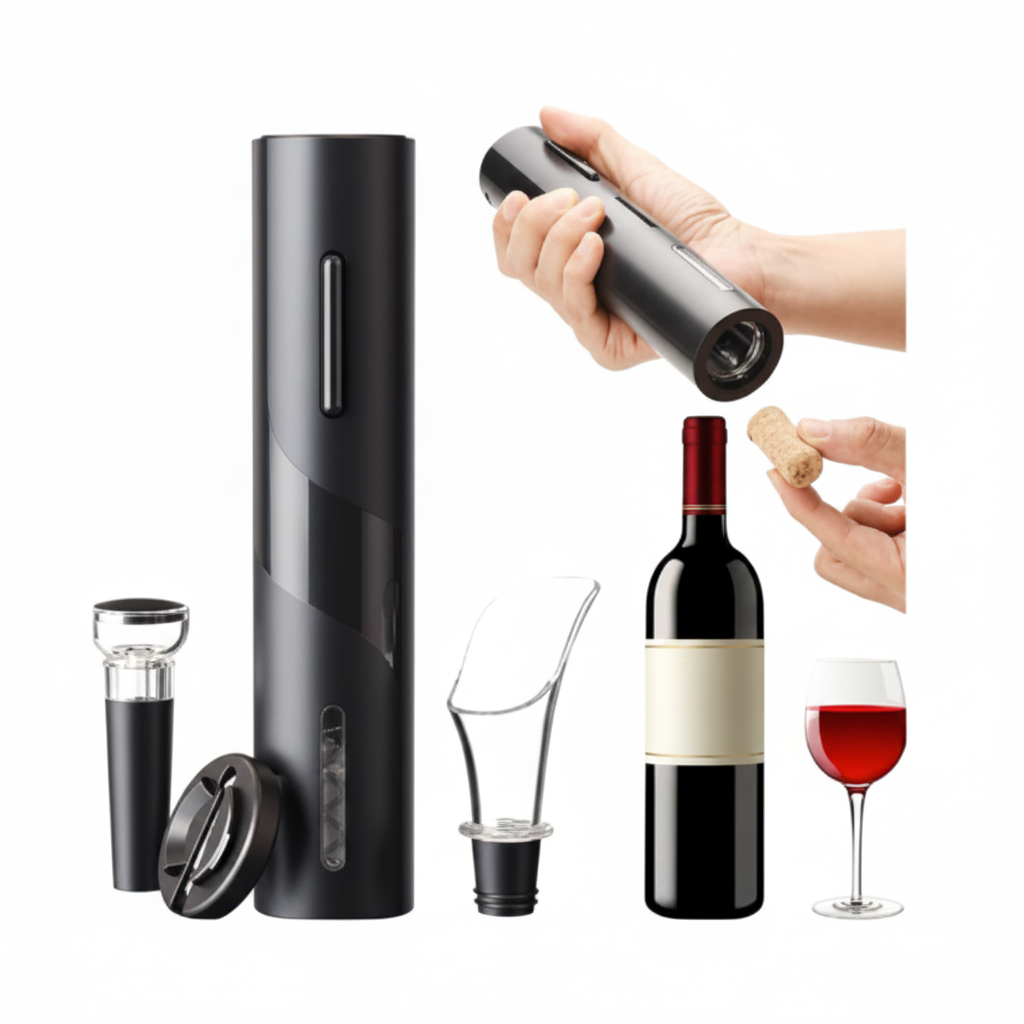 Kit abridor de vinho elétrico com acessórios